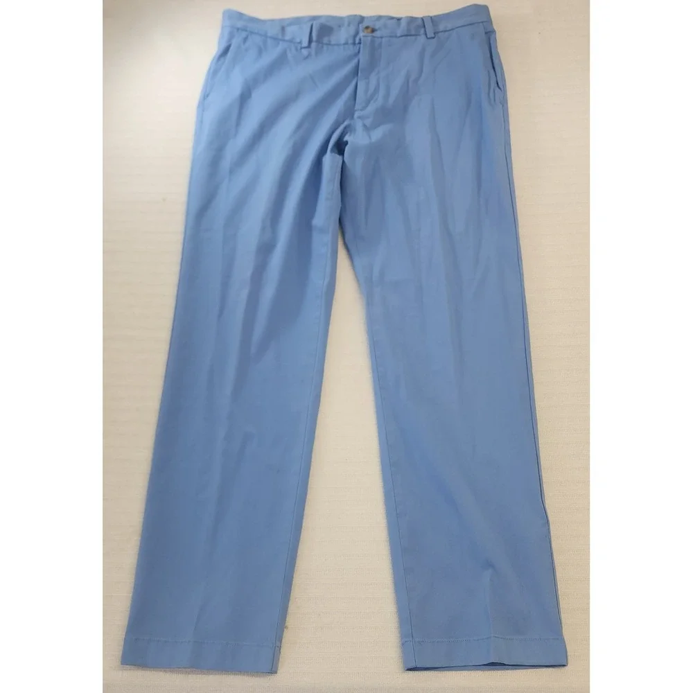 Vineyard Vines Breaker Pant Mens 36x32 Blue Chino Straight Leg Cotton Stretch - Picture 2 of 11